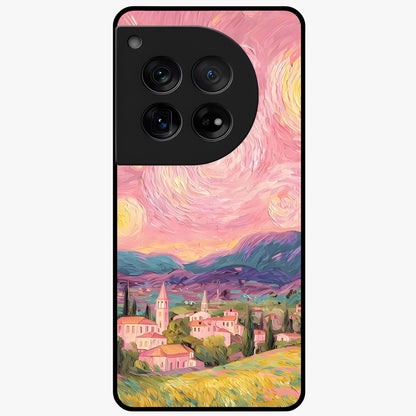 Pastel Starry Village Glass Case for 1+12 dreamy front view featuring village artwork under pastel night sky