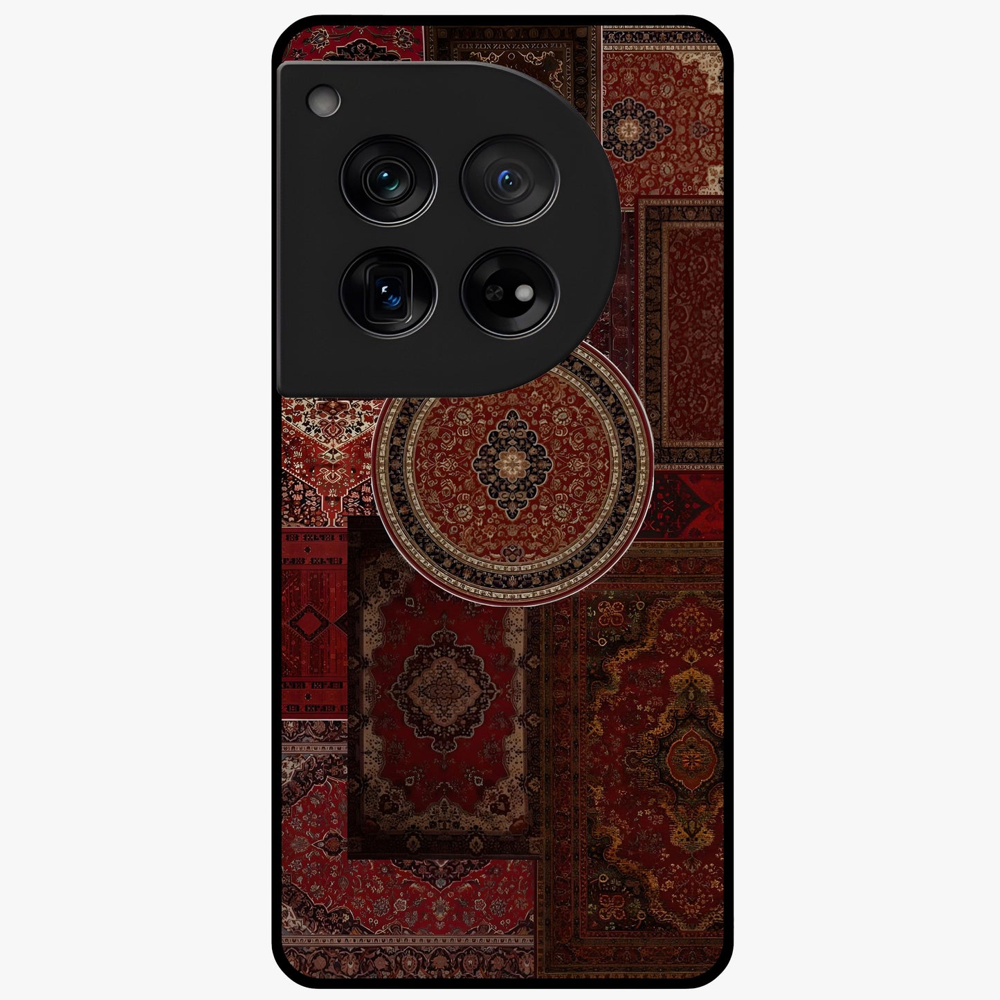 Persian Heritage Collage Glass Case for 1+12 rich front view featuring intricate Persian inspired collage artwork