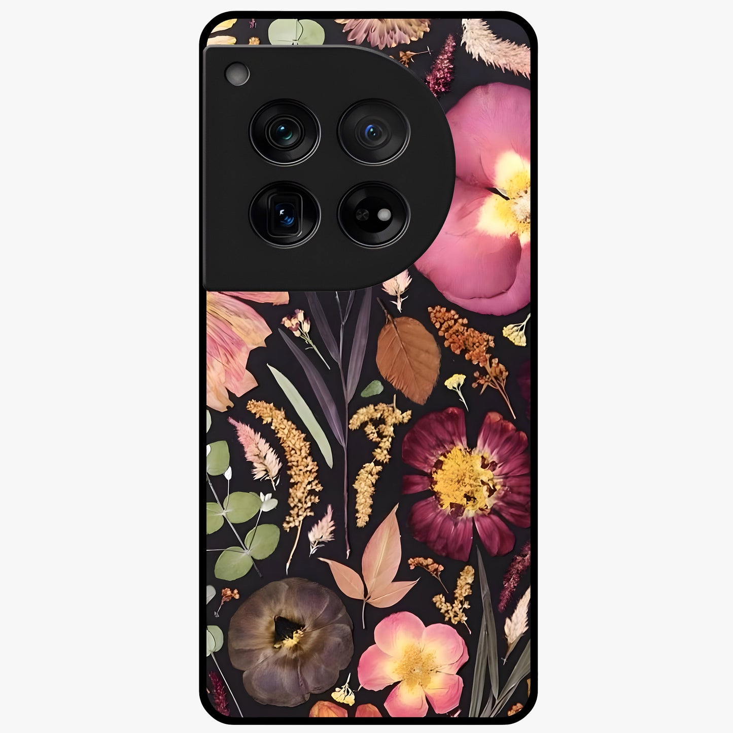 Petal Dream Tapestry Glass Case for 1+12 elegant front view featuring intricate floral tapestry artwork