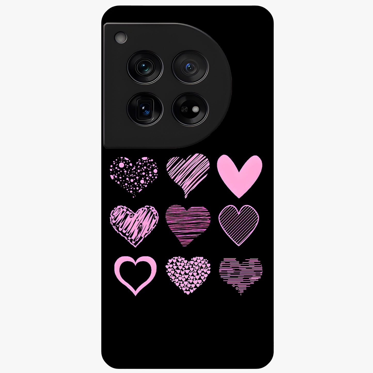 Pink Heart Aesthetic Glass Case for 1+12 cute front view featuring minimal heart artwork in soft pink tones