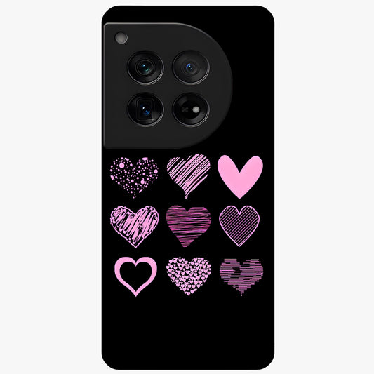 Pink Heart Aesthetic Glass Case for 1+12 cute front view featuring minimal heart artwork in soft pink tones