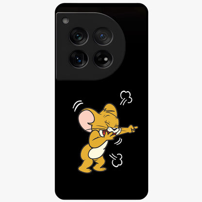 Playful Jerry Vibes Glass Case for 1+12 cheerful front view featuring animated cartoon artwork with playful energy
