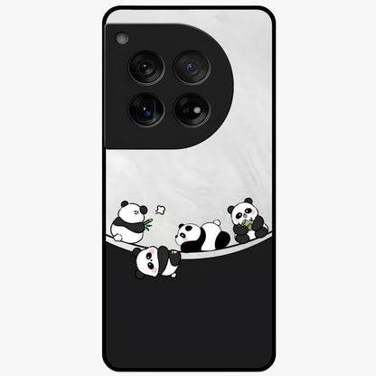 Playful Panda Parade Glass Case for 1+12 adorable front view featuring cute panda artwork in lively poses