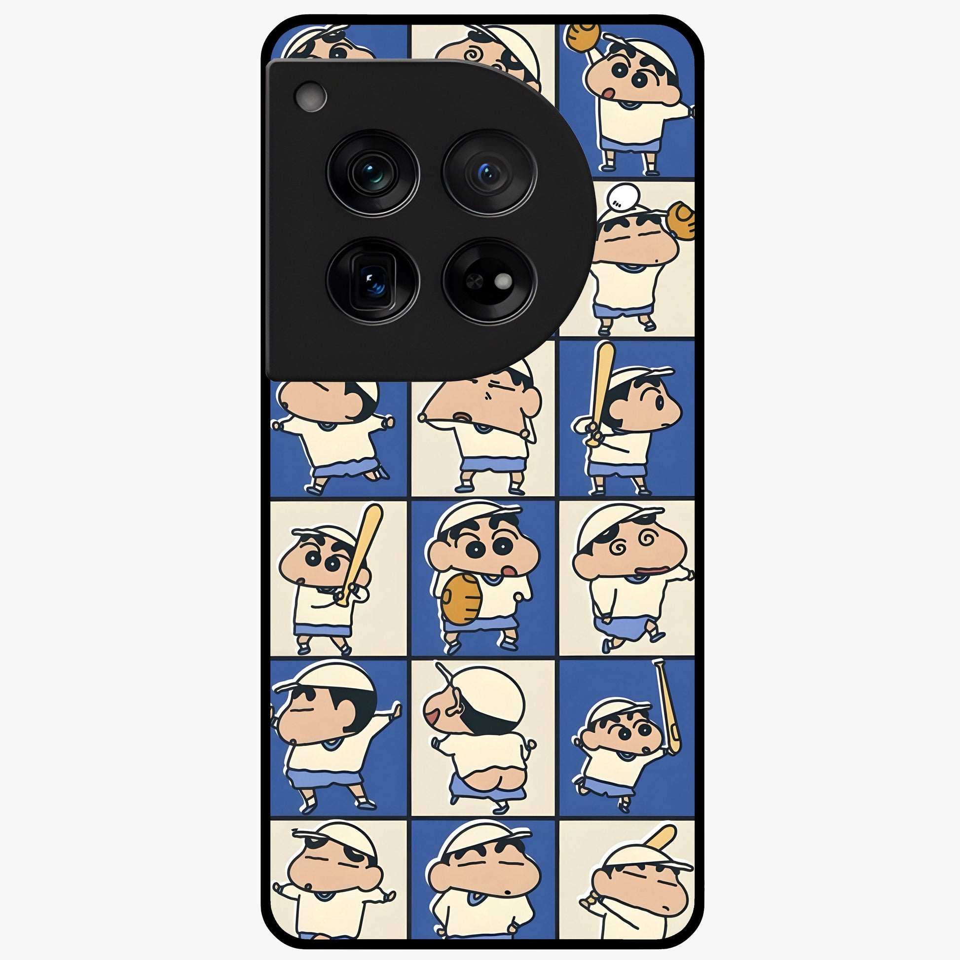 Playful Shin Swing Glass Case for 1+12 lively front view featuring animated character artwork with playful theme