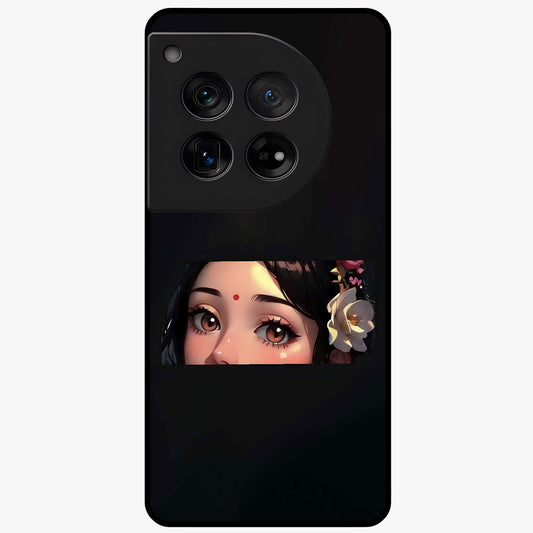 Radha Divine Embrace Glass Case for 1+12 devotional front view featuring graceful Radha inspired artwork