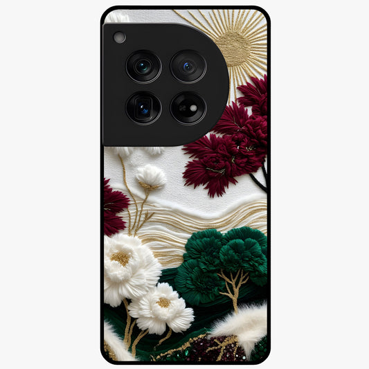 Radiant Bloom Elegance Glass Case for 1+12 elegant front view featuring luminous floral artwork
