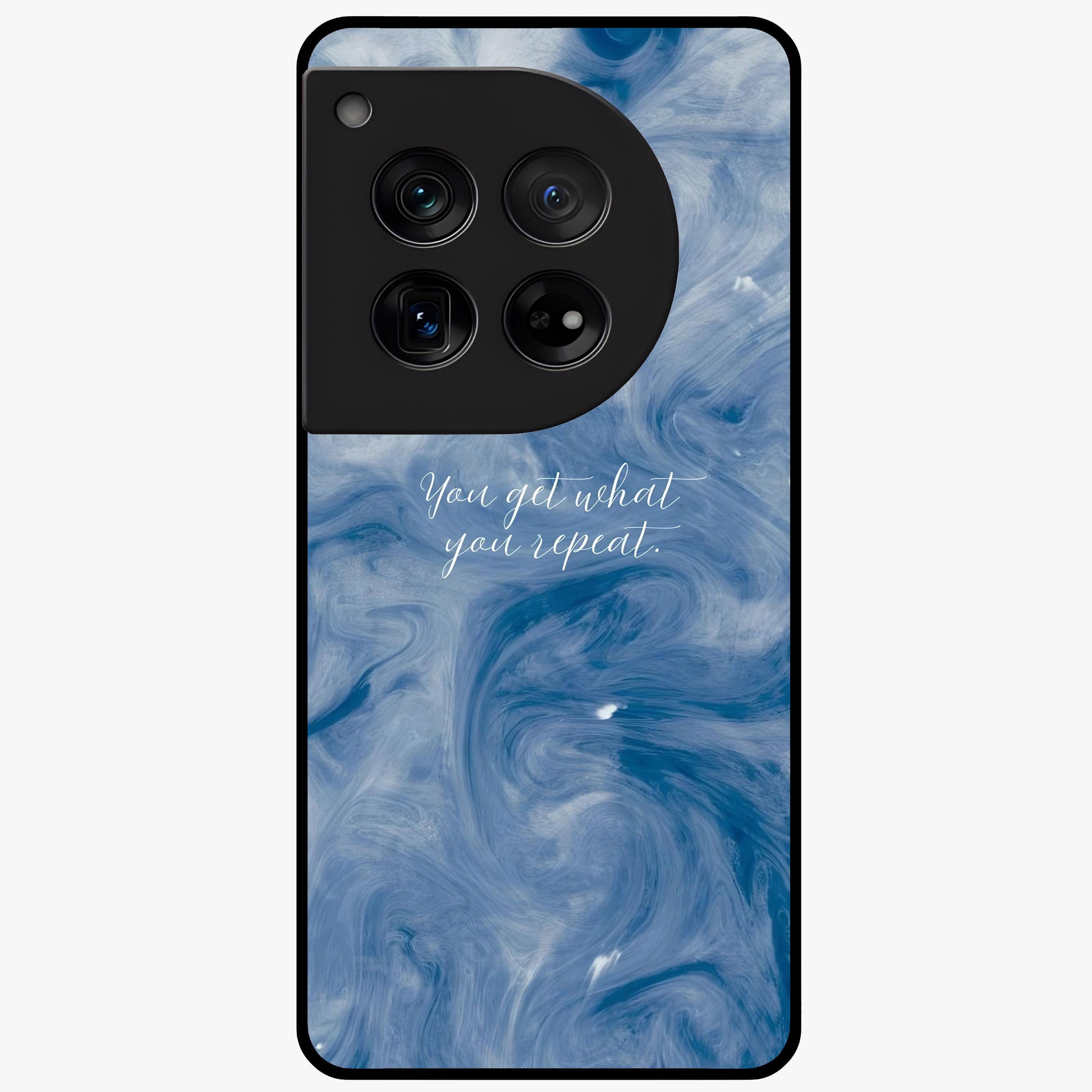 Repeat Your Destiny Glass Case for 1+12 motivational front view featuring bold typography artwork
