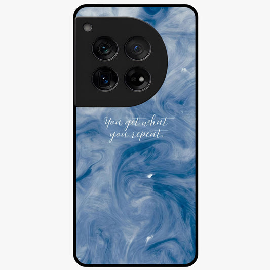 Repeat Your Destiny Glass Case for 1+12 motivational front view featuring bold typography artwork