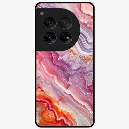 Rose Quartz Marble Glass Case for 1+12 elegant front view featuring soft pink marble texture artwork