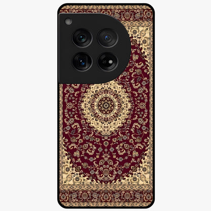 Royal Maroon Heritage Glass Case for 1+12 bold front view featuring intricate heritage pattern artwork in maroon tones