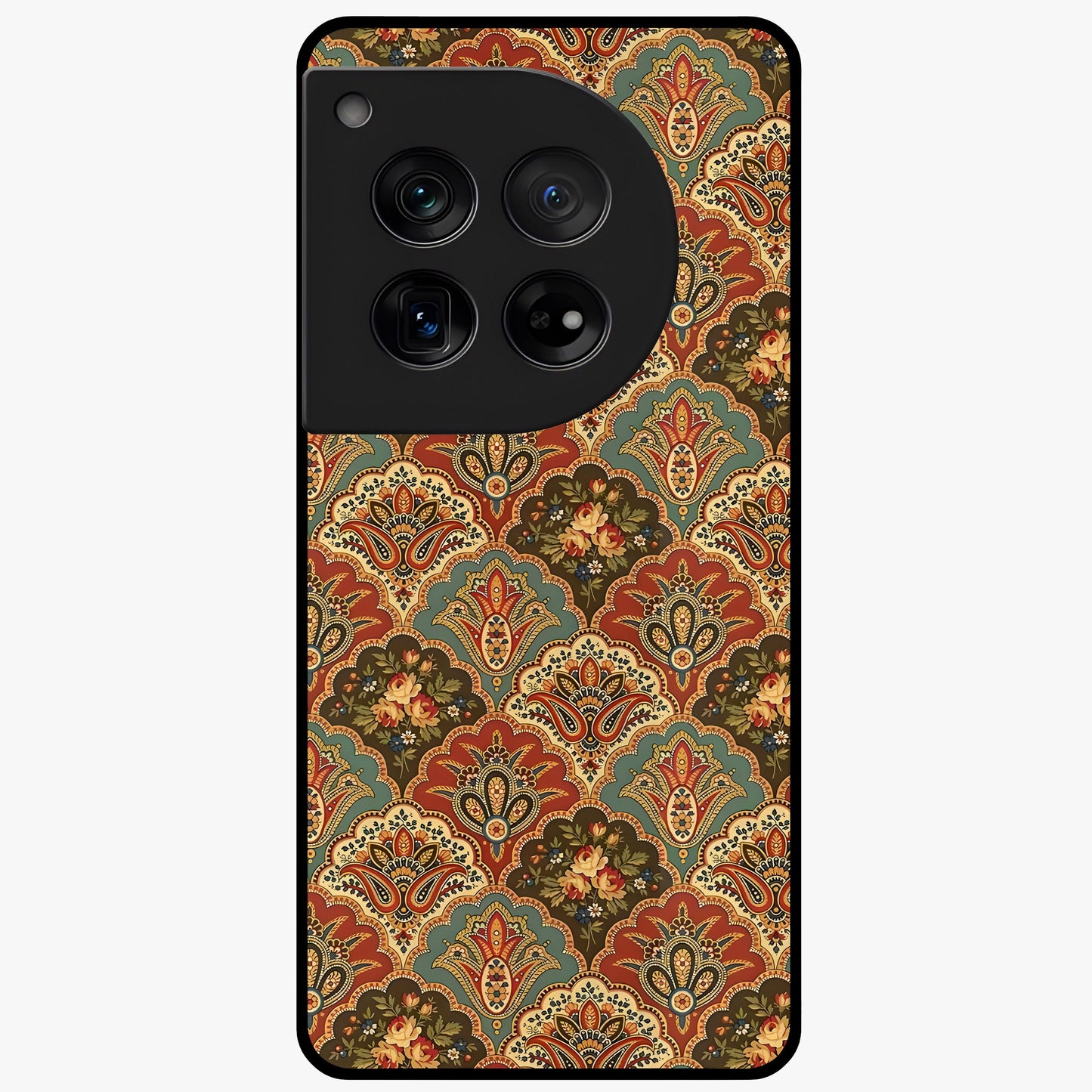 Royal Threadwork Glass Case for 1+12 elegant front view featuring embroidered threadwork inspired artwork