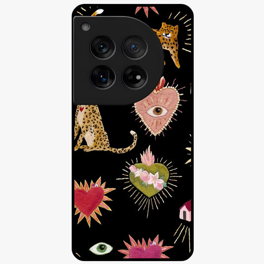 Sacred Jungle Heart Glass Case for 1+12 vibrant front view featuring jungle inspired artwork with symbolic heart accents