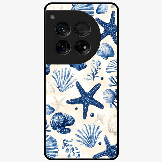 Seaside Starfish Magic Glass Case for 1+12 cheerful front view featuring starfish artwork in ocean tones
