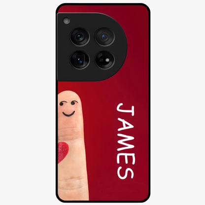 Smiling Heart Bond Glass Case for 1+12 cute front view featuring playful heart themed artwork