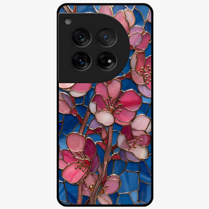 Stained Bloom Grace Glass Case for 1+12 elegant front view featuring stained glass inspired floral artwork