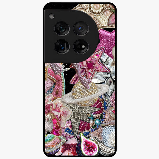 Starlit Jewel Dream Glass Case for 1+12 luxurious front view featuring jewel inspired artwork with star accents