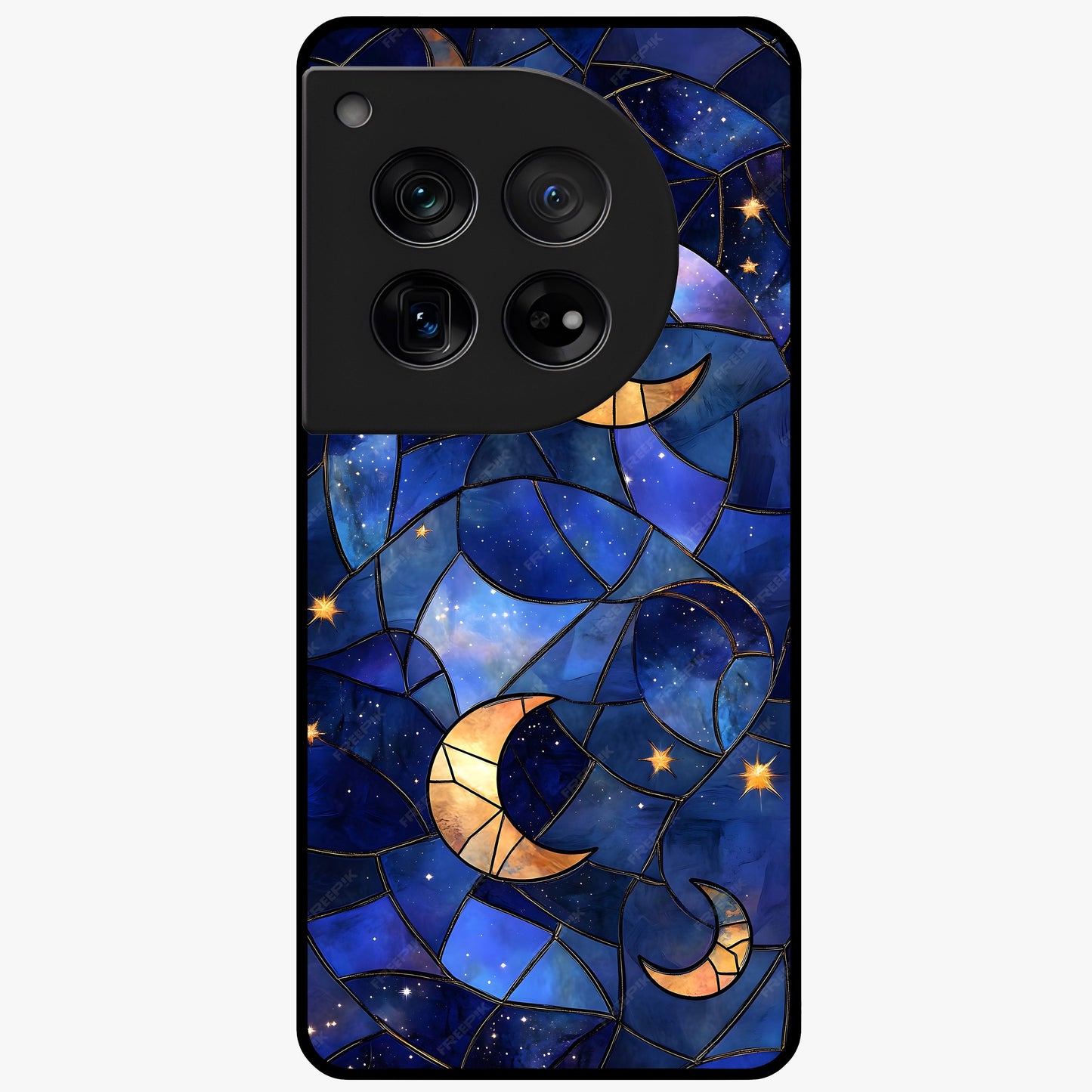 Starlit Sky Tapestry Glass Case for 1+12 elegant front view featuring starry sky artwork in tapestry style