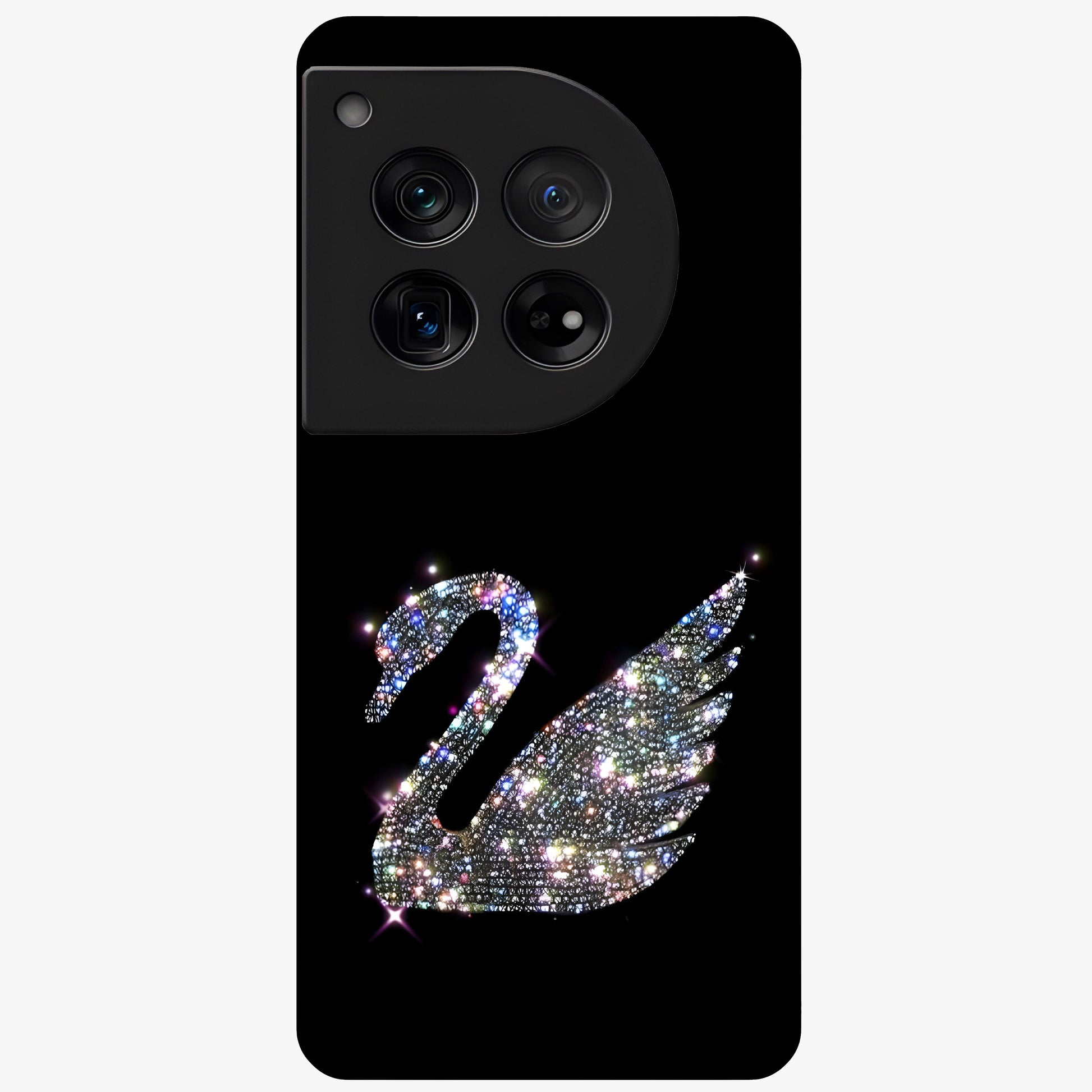 Starlit Swan Grace Glass Case for 1+12 graceful front view featuring swan artwork under shimmering night sky