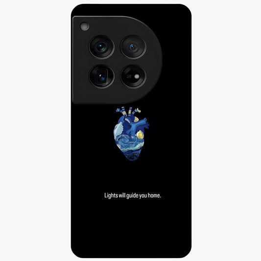 Starry Heart Compass Glass Case for 1+12 artistic front view featuring heart shaped compass artwork with star details