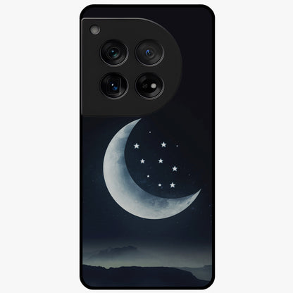 Starry Moon Pattern Glass Case for 1+12 dreamy front view featuring moon and star patterned artwork