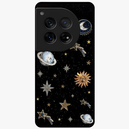Stars and Planets Brooches Glass Case for 1+12 elegant front view featuring celestial jewelry inspired artwork