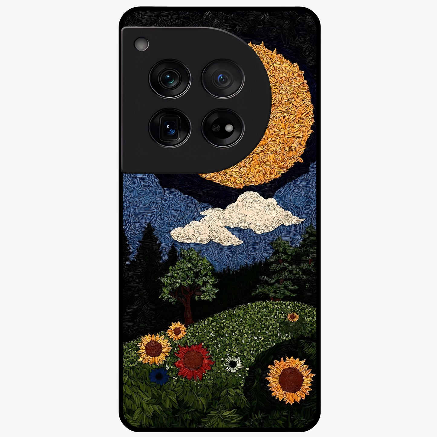 Sun and Moon Magic Design Glass Case for 1+12 artistic front view featuring symbolic sun and moon artwork