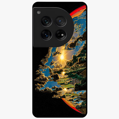 Sunrise Bursting Glass Case for 1+12 radiant front view featuring vibrant sunrise inspired artwork