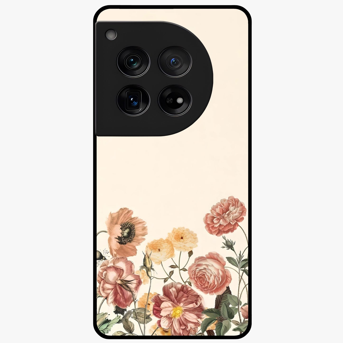 Timeless Garden Romance Glass Case for 1+12 elegant front view featuring classic floral garden artwork