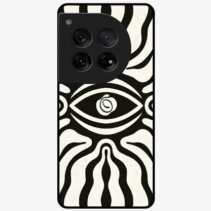 Trancewave Illusion Art Glass Case for 1+12 vibrant front view featuring abstract illusion inspired artwork