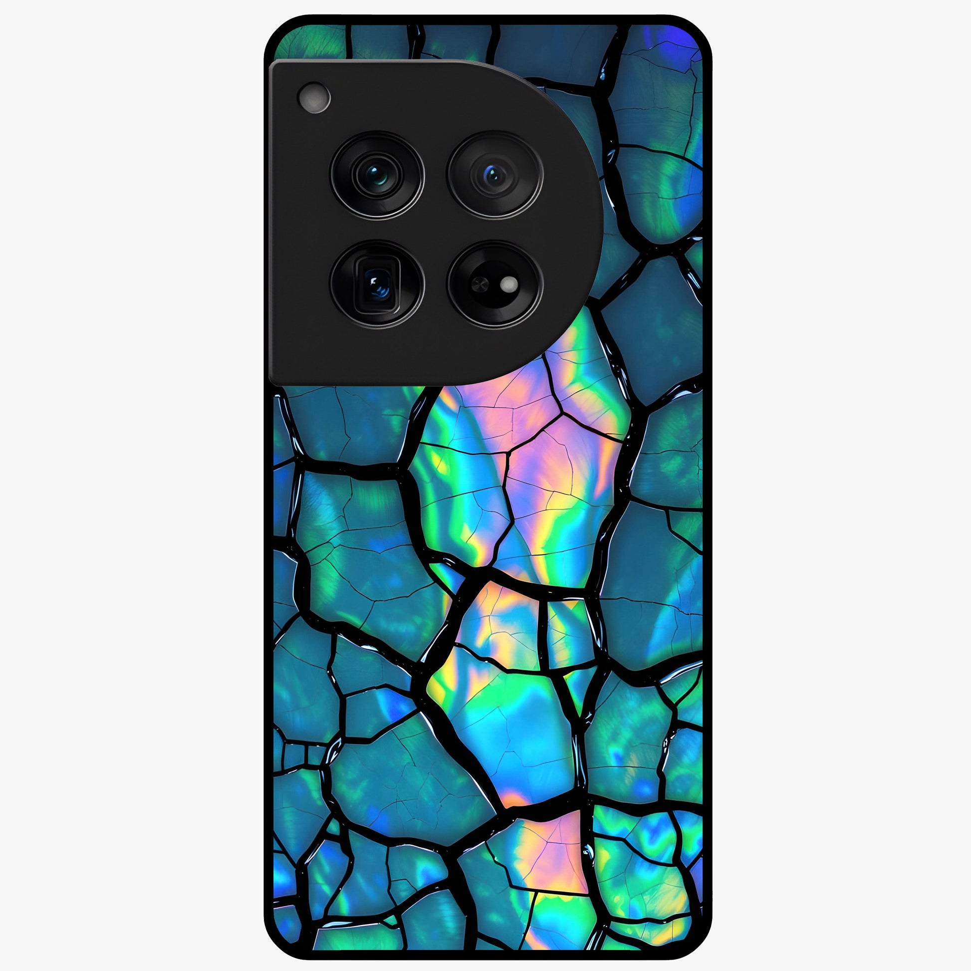 Tropical Wing Vibe Glass Case for 1+12 vibrant front view featuring wing inspired artwork with tropical colors