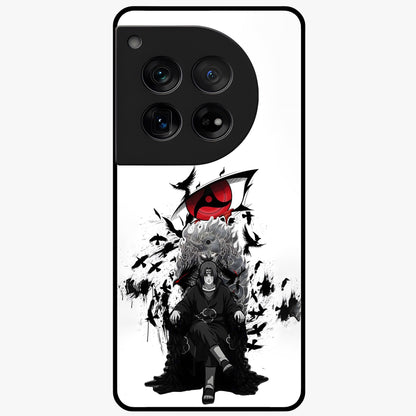 Uchiha Shadow Throne Glass Case for 1+12 intense front view featuring dark anime inspired throne artwork
