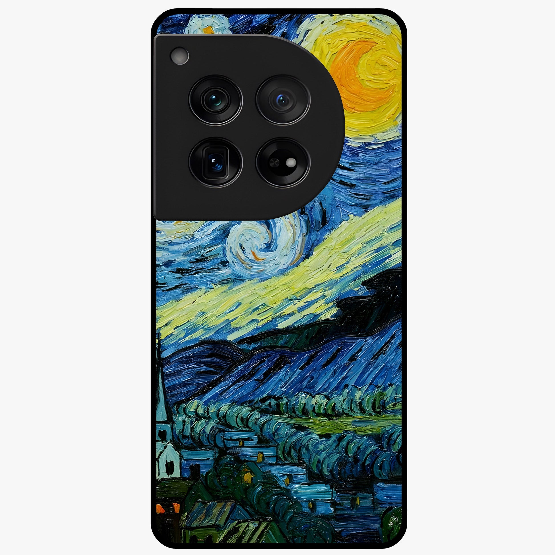 Van Gogh Art Glass Case for 1+12 artistic front view featuring painterly inspired classic artwork