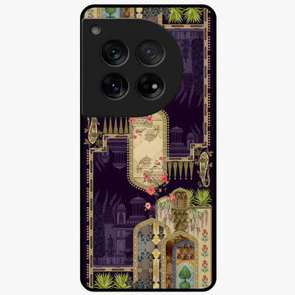 Velvet Mughal Art Glass Case for 1+12 luxurious front view featuring intricate Mughal inspired artwork