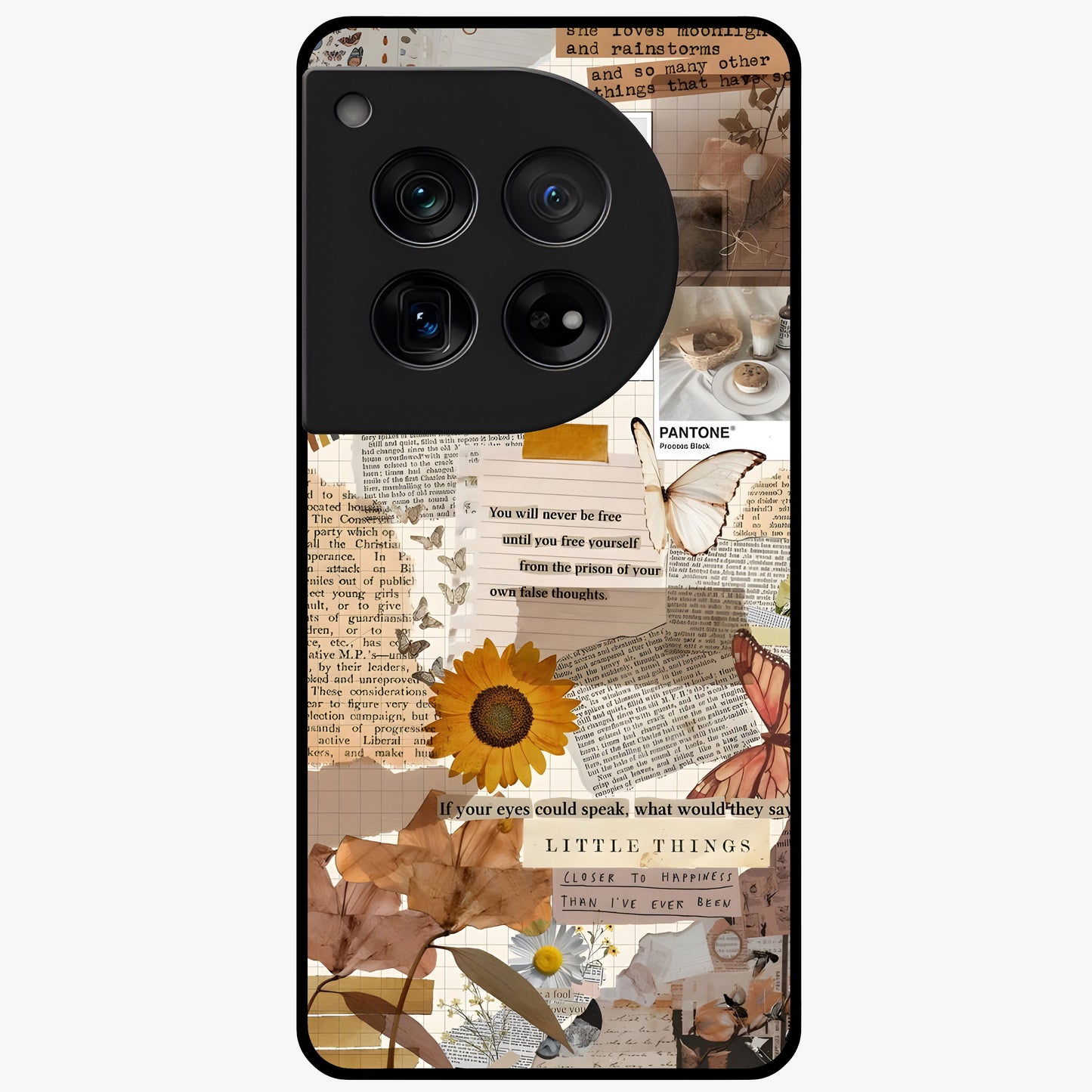 Vintage Aesthetic Collage Glass Case for 1+12 artistic front view featuring layered retro collage artwork