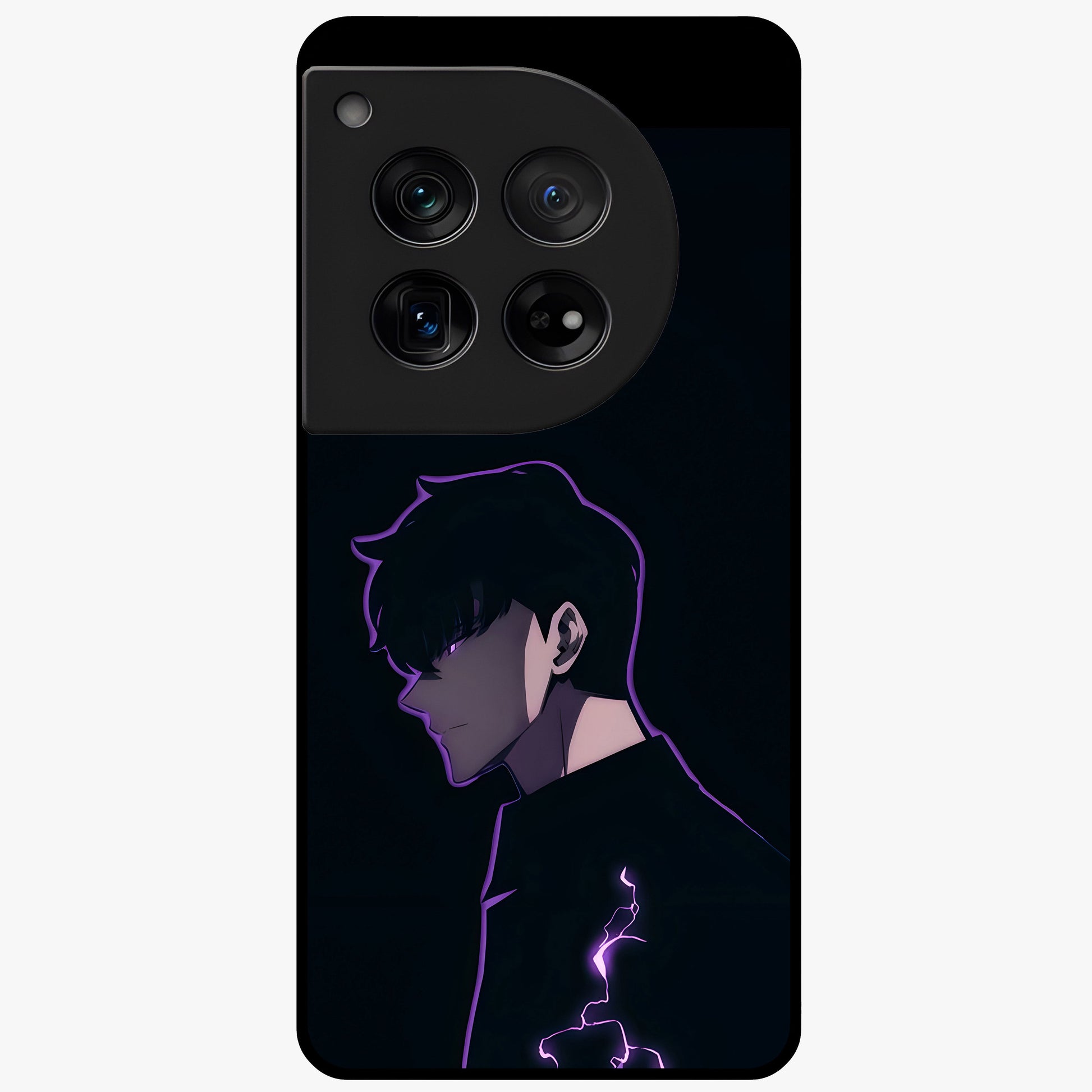 Void Lightning Phantom Glass Case for 1+12 electrifying front view featuring lightning inspired dark artwork