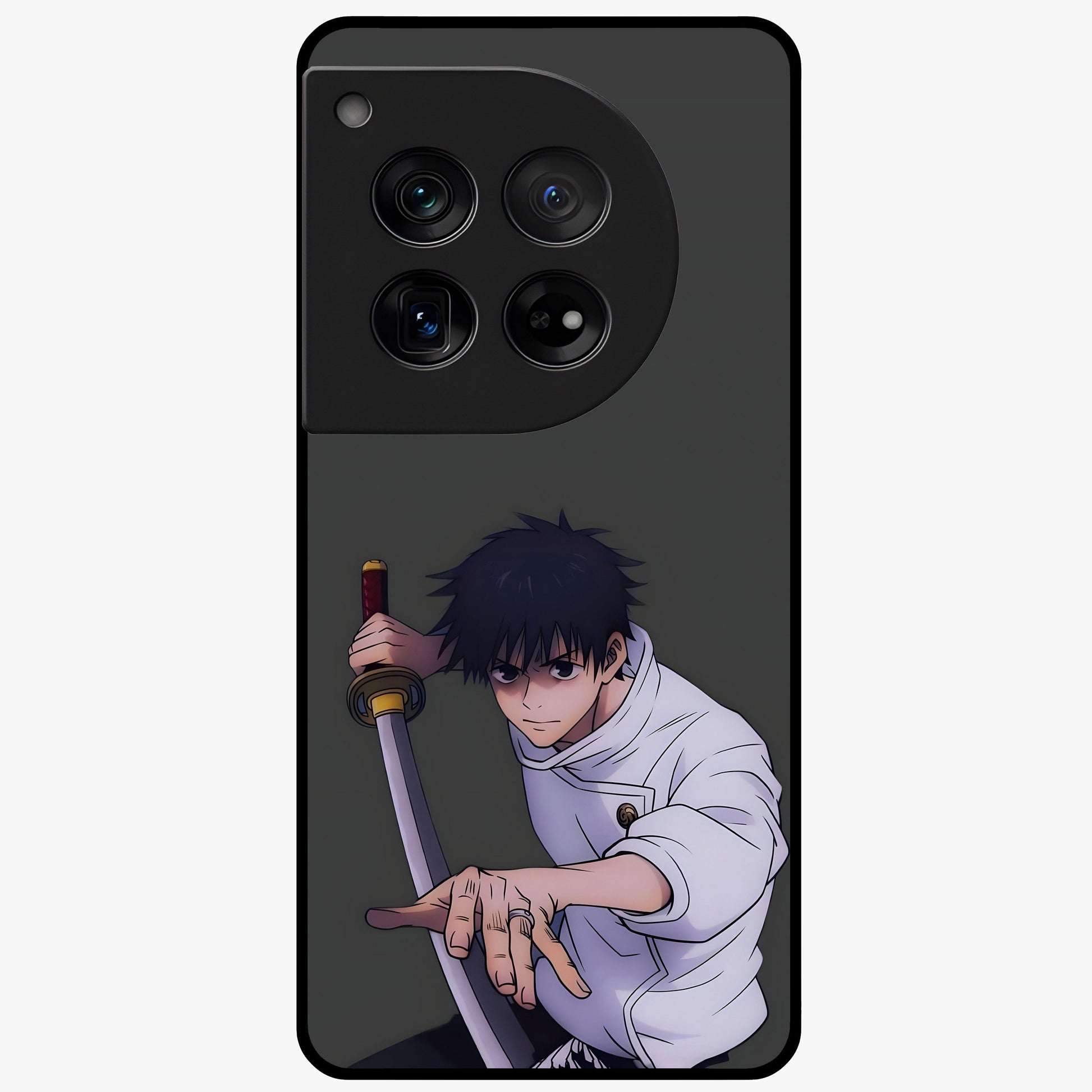 Void Silence Aesthetic Glass Case for 1+12 minimalist front view featuring dark abstract artwork with subtle tones
