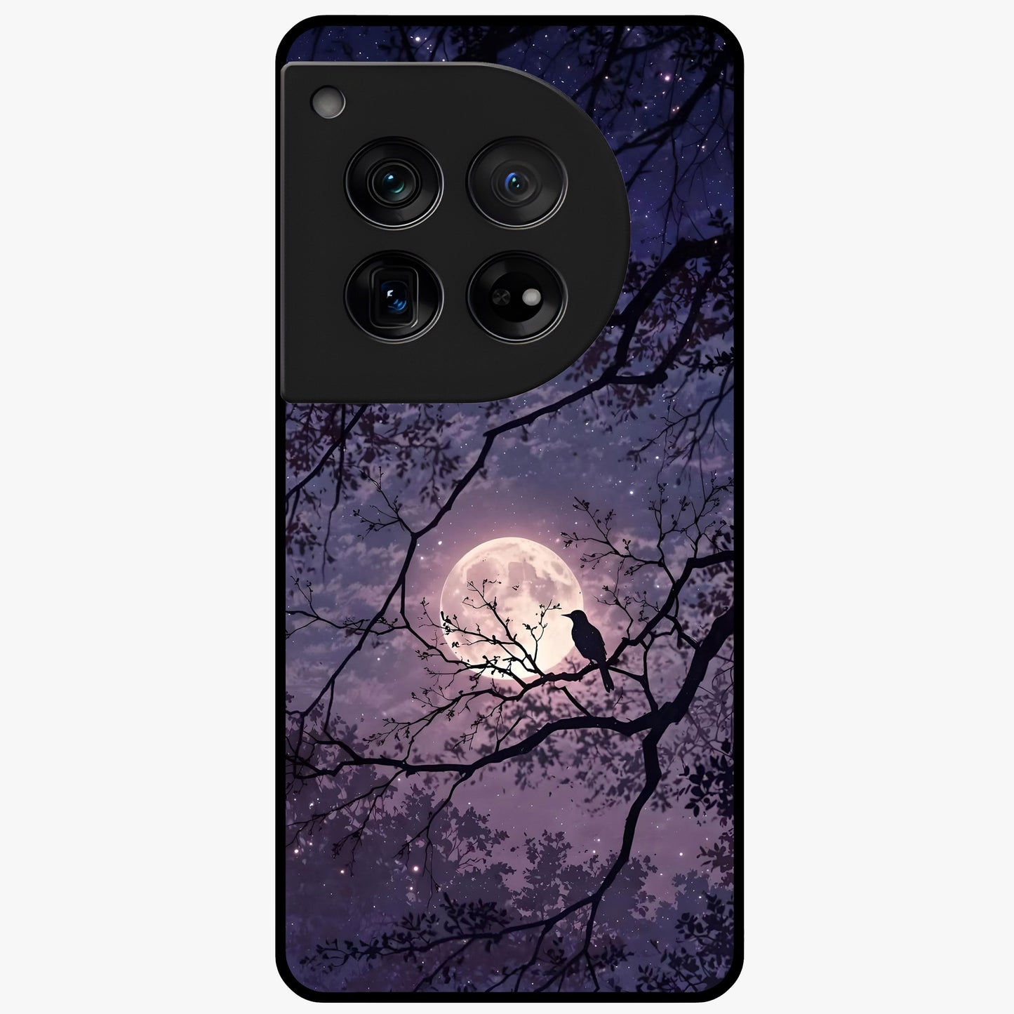 Whispering Moon Silence Glass Case for 1+12 serene front view featuring moon inspired artwork in calm night tones