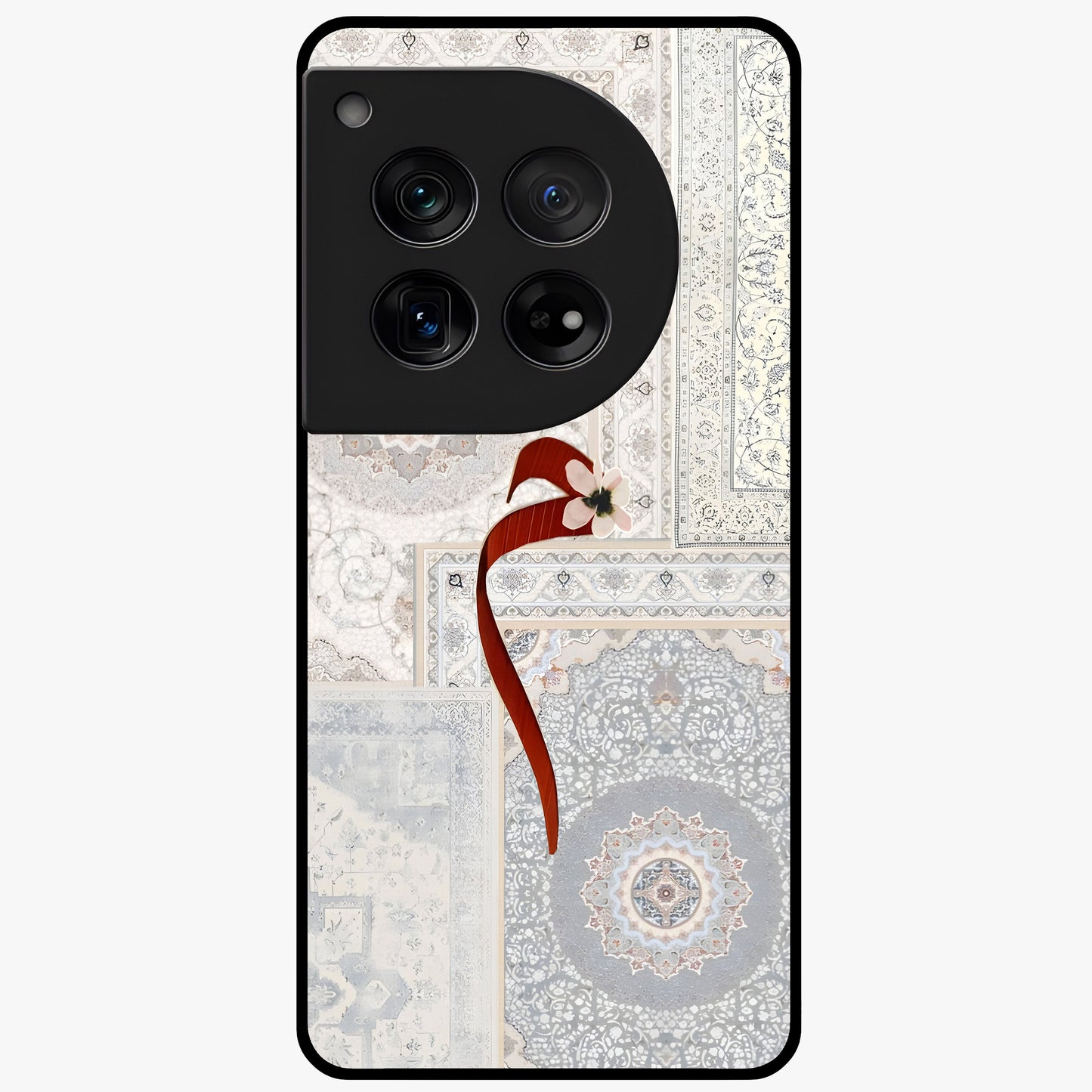 White Aesthetic Bow Glass Case for 1+12 clean front view featuring minimal bow artwork in soft white tones