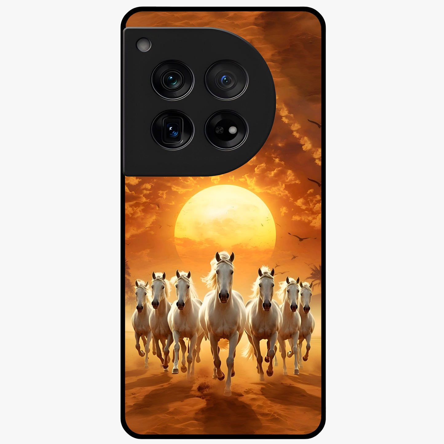 Wild Sunset Majesty Glass Case for 1+12 dramatic front view featuring bold sunset landscape artwork