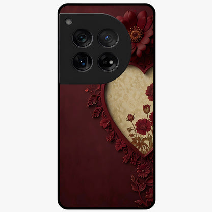 Wine Heart Vintage Art Glass Case for 1+12 romantic front view featuring heart shaped vintage wine inspired artwork