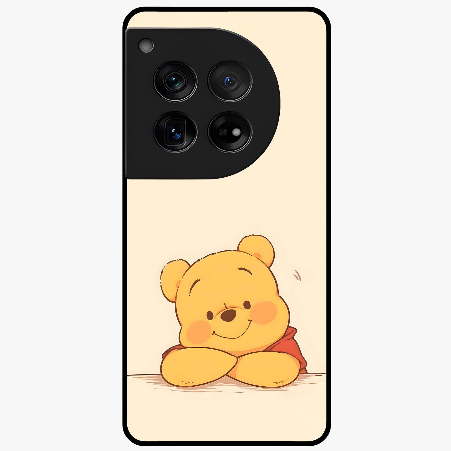 Winniethe Pooh Glass Case for 1+12 adorable front view featuring cute cartoon inspired artwork