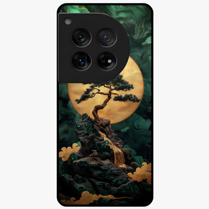 Zen Moon Rise Glass Case for 1+12 tranquil front view featuring rising moon artwork in minimalist style