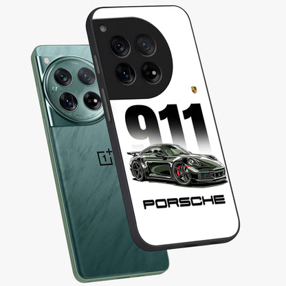 911 Turbo Dominance Glass Case for 1+12 premium angled mockup showcasing glossy glass finish and racing inspired design