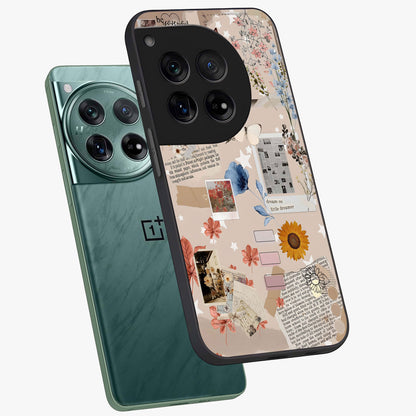 Aesthetic Butterfly Glass Case for 1+12 angled mockup showcasing glossy glass finish and delicate wing details