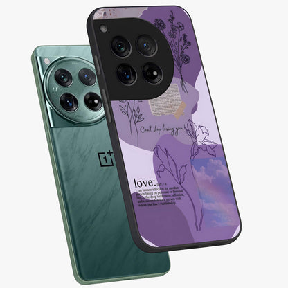 Aesthetic Love With Flower Glass Case for 1+12 angled mockup showcasing glossy finish and soft floral design