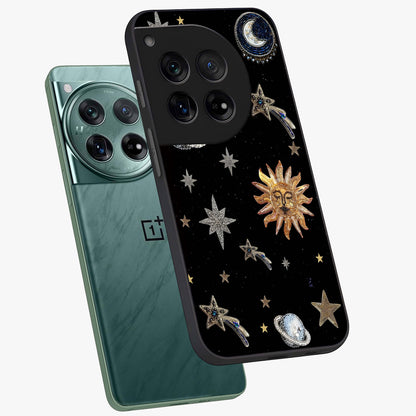 Beaded Cosmic Dreams Glass Case for 1+12 angled mockup showcasing glossy finish and vibrant galaxy detailing
