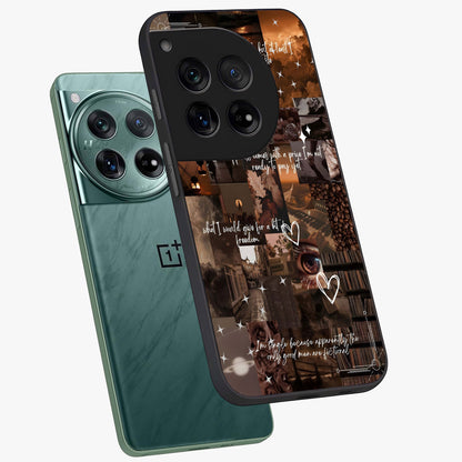 Bittersweet Aesthetic Chaos Glass Case for 1+12 angled mockup showcasing glossy finish and artistic chaotic design