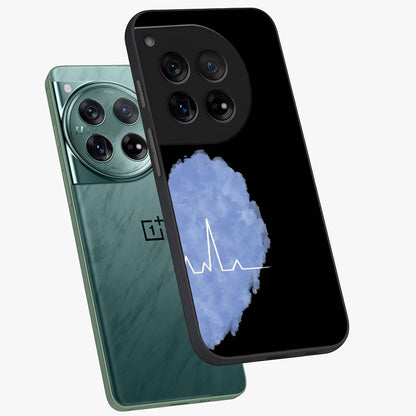Blue Pulse Bond Glass Case for 1+12 angled mockup showcasing glossy glass finish and vibrant energy design