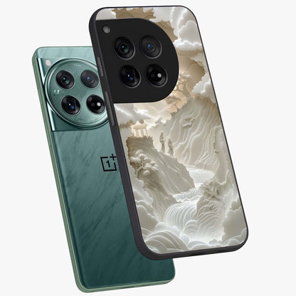 Celestial Origami Glass Case for 1+12 angled mockup showcasing glossy finish and geometric celestial design
