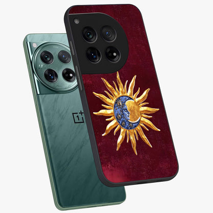 Celestial Unity Charm Glass Case for 1+12 angled mockup showcasing glossy finish and balanced cosmic design